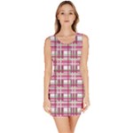 Pink plaid pattern Sleeveless Bodycon Dress