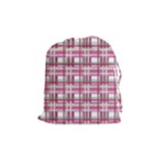 Pink plaid pattern Drawstring Pouches (Medium) 