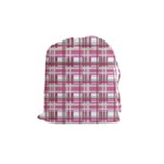 Pink plaid pattern Drawstring Pouches (Medium) 