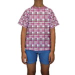 Pink plaid pattern Kids  Short Sleeve Swimwear