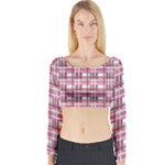 Pink plaid pattern Long Sleeve Crop Top