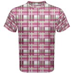 Pink plaid pattern Men s Cotton Tee