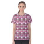 Pink plaid pattern Women s Cotton Tee