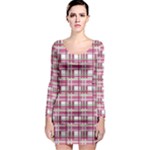 Pink plaid pattern Long Sleeve Bodycon Dress