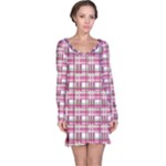 Pink plaid pattern Long Sleeve Nightdress