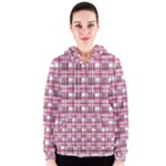 Pink plaid pattern Women s Zipper Hoodie