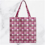 Pink plaid pattern Zipper Grocery Tote Bag