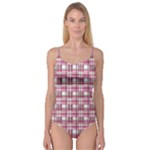 Pink plaid pattern Camisole Leotard 