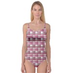 Pink plaid pattern Camisole Leotard 