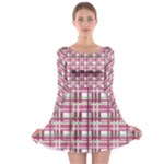 Pink plaid pattern Long Sleeve Skater Dress