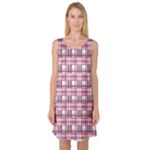 Pink plaid pattern Sleeveless Satin Nightdress