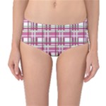 Pink plaid pattern Mid-Waist Bikini Bottoms