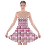 Pink plaid pattern Strapless Bra Top Dress