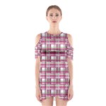 Pink plaid pattern Cutout Shoulder Dress