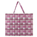 Pink plaid pattern Zipper Large Tote Bag