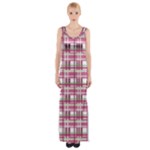 Pink plaid pattern Maxi Thigh Split Dress