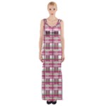 Pink plaid pattern Maxi Thigh Split Dress