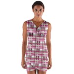 Pink plaid pattern Wrap Front Bodycon Dress