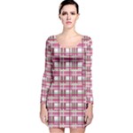 Pink plaid pattern Long Sleeve Velvet Bodycon Dress