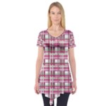 Pink plaid pattern Short Sleeve Tunic 