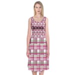 Pink plaid pattern Midi Sleeveless Dress