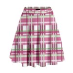 Pink plaid pattern High Waist Skirt