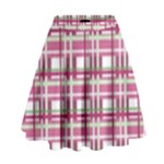 Pink plaid pattern High Waist Skirt