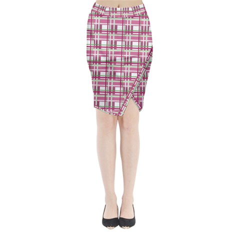 Pink plaid pattern Midi Wrap Pencil Skirt from ArtsNow.com