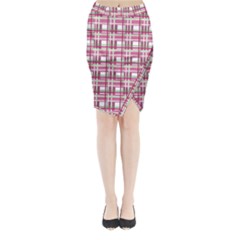 Pink plaid pattern Midi Wrap Pencil Skirt from ArtsNow.com