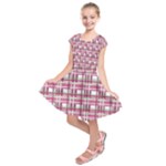 Pink plaid pattern Kids  Short Sleeve Dress