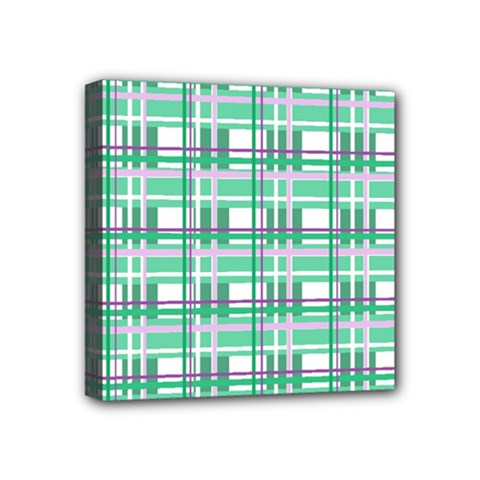 Green plaid pattern Mini Canvas 4  x 4  from ArtsNow.com