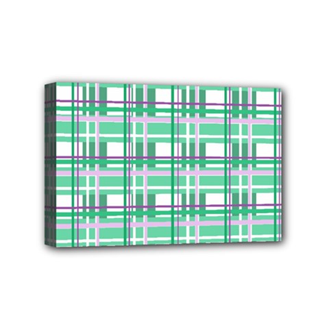 Green plaid pattern Mini Canvas 6  x 4  from ArtsNow.com