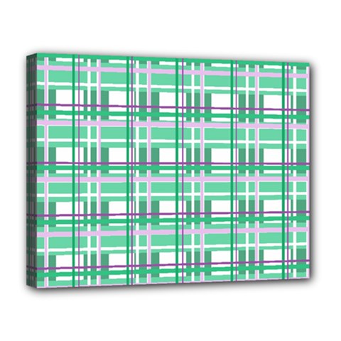 Green plaid pattern Canvas 14  x 11  from ArtsNow.com