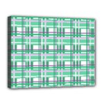 Green plaid pattern Canvas 14  x 11 