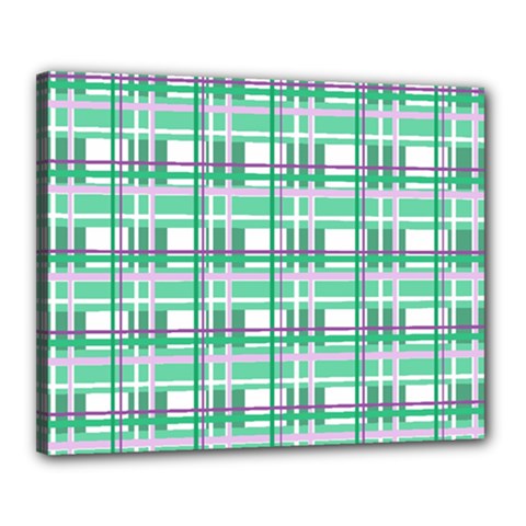 Green plaid pattern Canvas 20  x 16  from ArtsNow.com