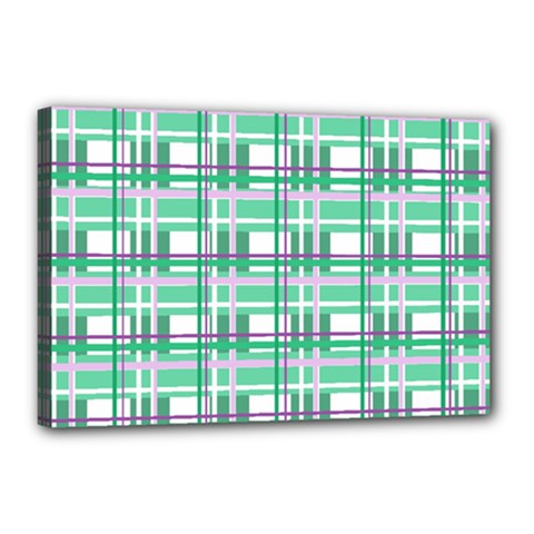 Green plaid pattern Canvas 18  x 12  from ArtsNow.com