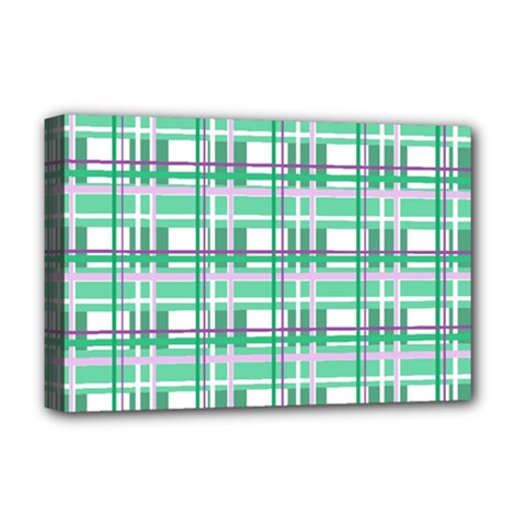 Green plaid pattern Deluxe Canvas 18  x 12   from ArtsNow.com