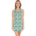 Green plaid pattern Sleeveless Bodycon Dress