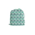 Green plaid pattern Drawstring Pouches (Small) 