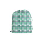 Green plaid pattern Drawstring Pouches (Medium) 