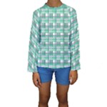 Green plaid pattern Kids  Long Sleeve Swimwear