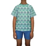 Green plaid pattern Kids  Short Sleeve Swimwear