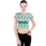 Green plaid pattern Crew Neck Crop Top
