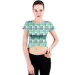 Green plaid pattern Crew Neck Crop Top