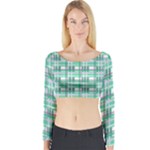 Green plaid pattern Long Sleeve Crop Top