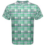 Green plaid pattern Men s Cotton Tee