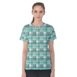 Green plaid pattern Women s Cotton Tee