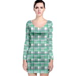 Green plaid pattern Long Sleeve Bodycon Dress