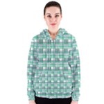 Green plaid pattern Women s Zipper Hoodie