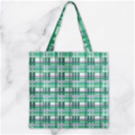 Green plaid pattern Zipper Grocery Tote Bag